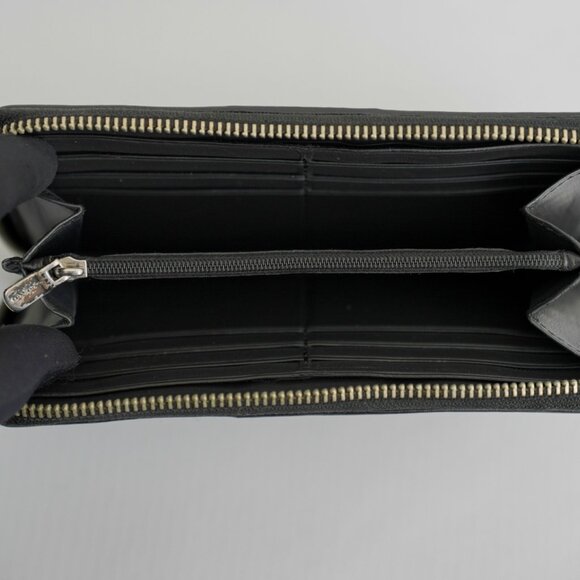 COACH Signature Canvas & Leather Zip-Around Long Wallet - Smoke Black - Used - Picture 9 of 12